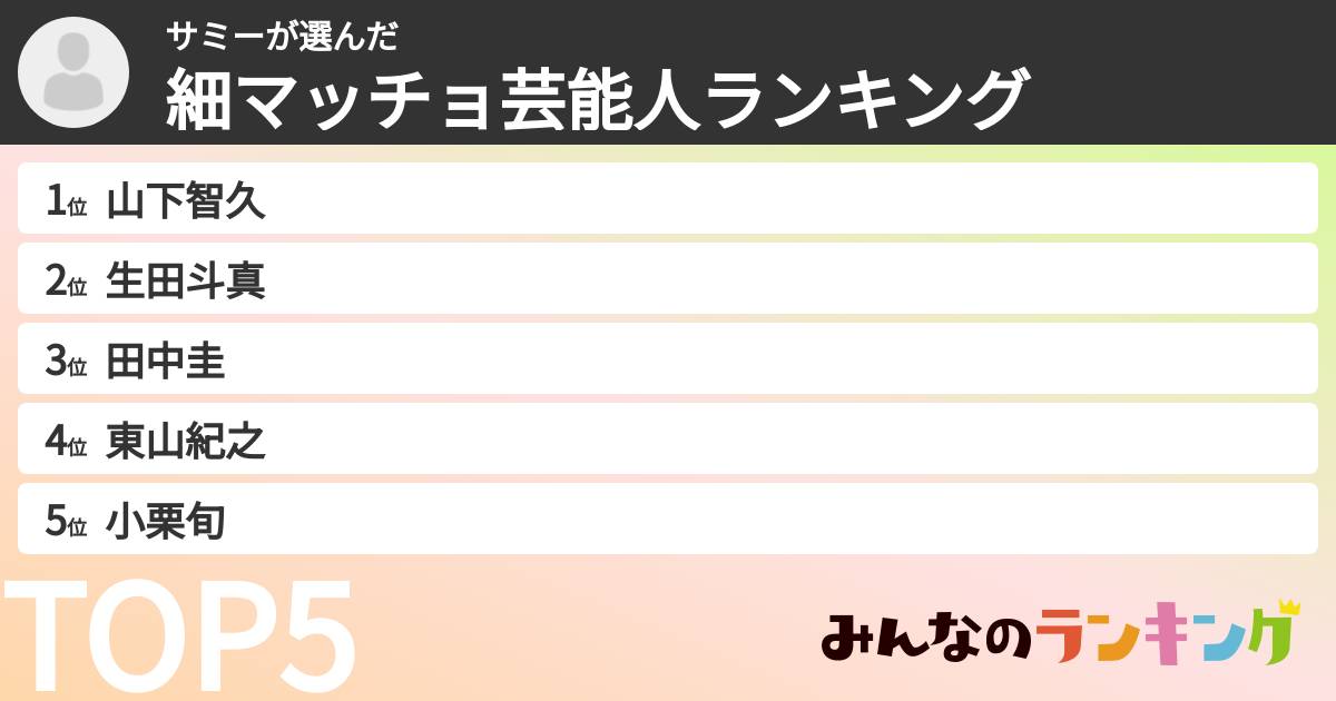 サミーさんの「細マッチョ芸能人ランキング」