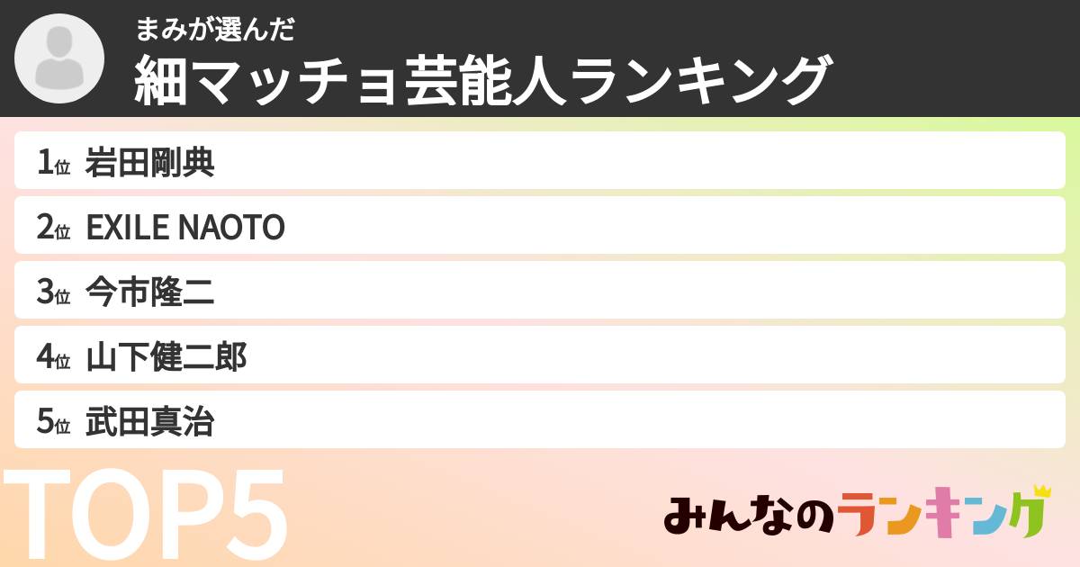 まみさんの「細マッチョ芸能人ランキング」