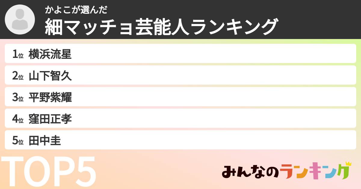 かよこさんの「細マッチョ芸能人ランキング」