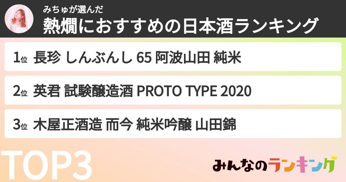 みちゅさんの「熱燗におすすめの日本酒ランキング」