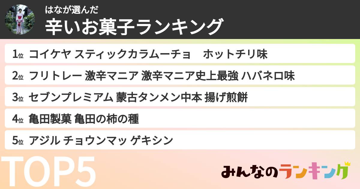 はなさんの「辛いお菓子ランキング」