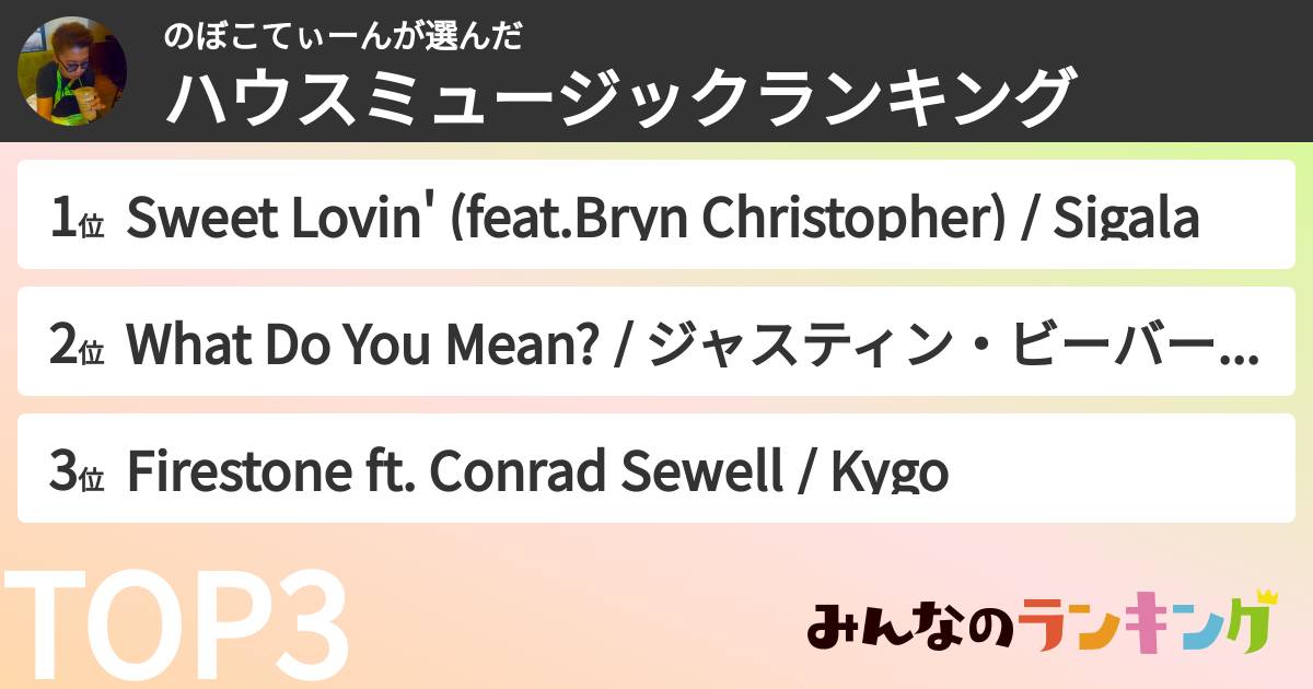 のぼこてぃーんさんの「ハウスミュージックランキング」