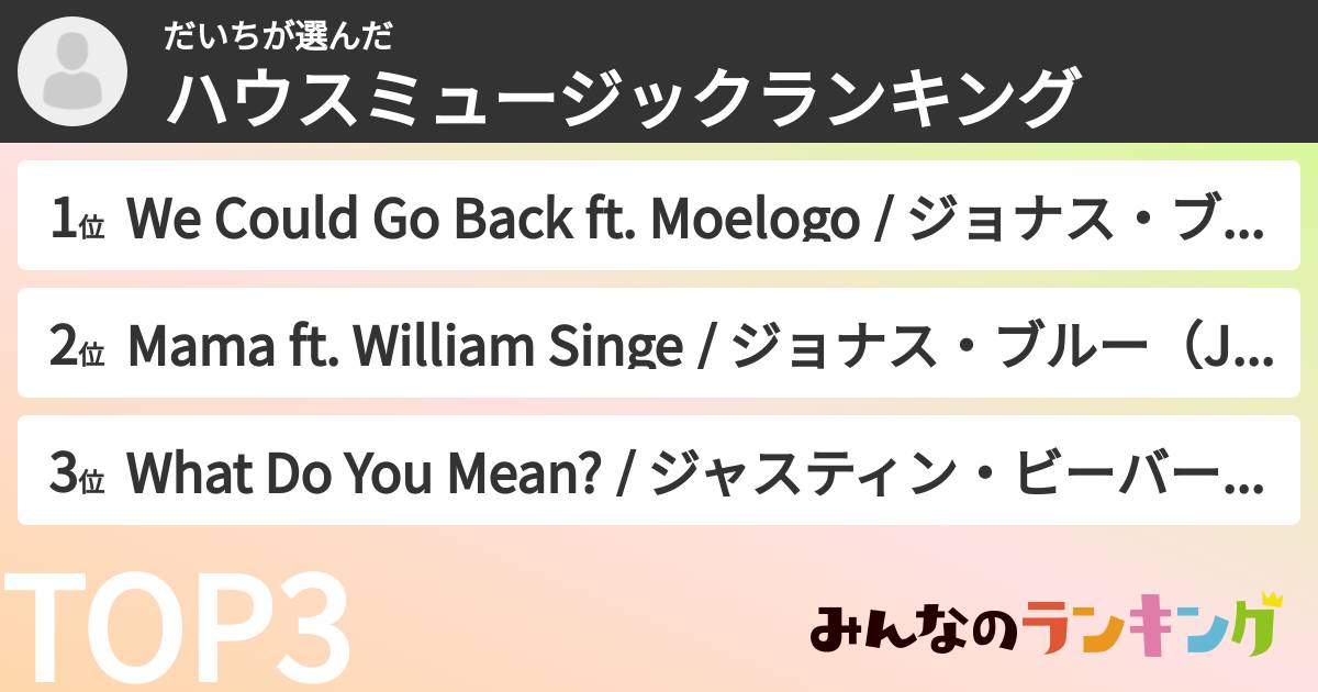 だいちさんの「ハウスミュージックランキング」