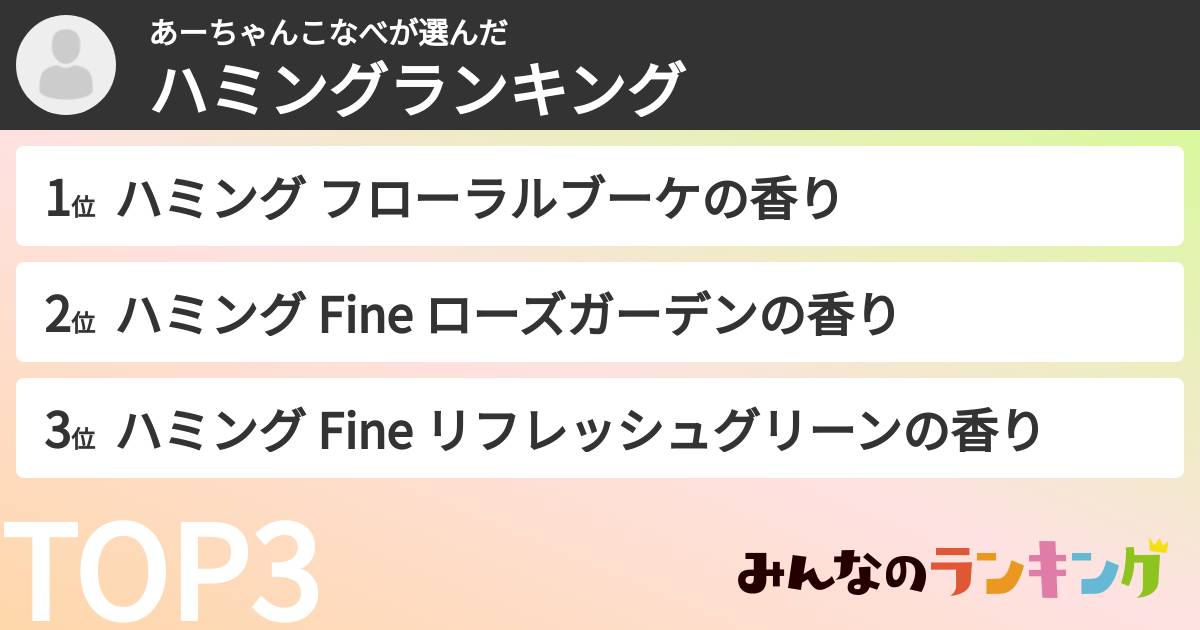 あーちゃんこなべさんの「ハミングランキング」