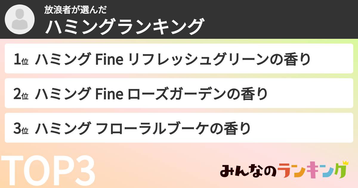 放浪者さんの「ハミングランキング」