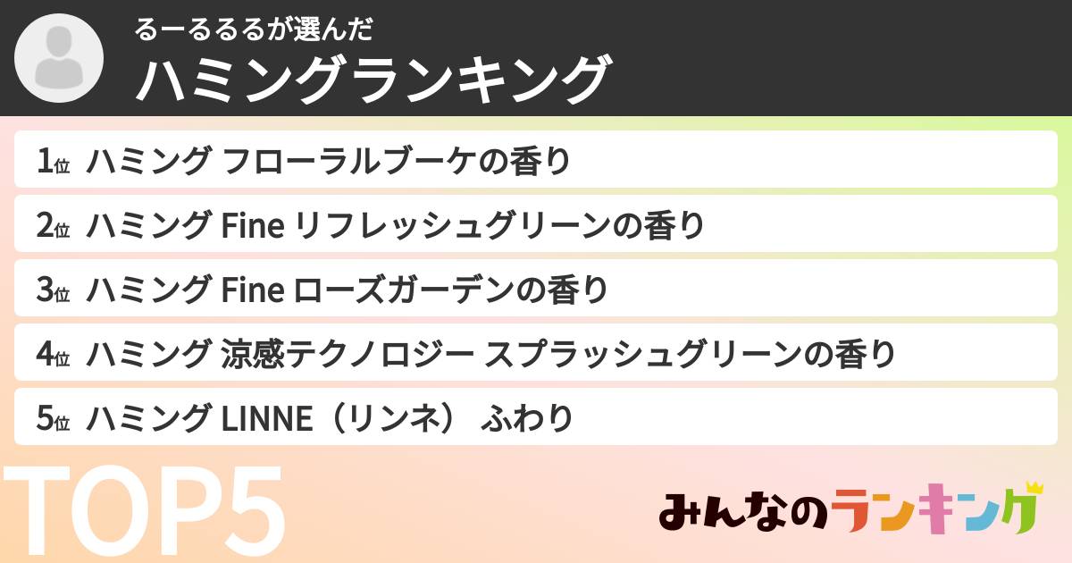 るーるるるさんの「ハミングランキング」