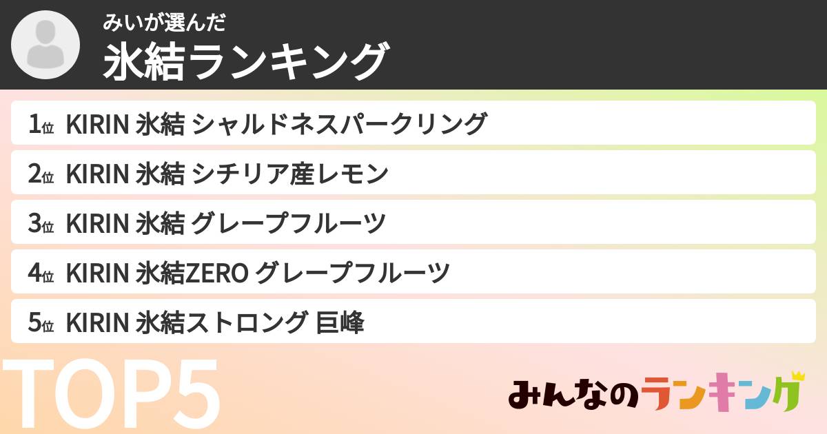みいさんの「氷結ランキング」