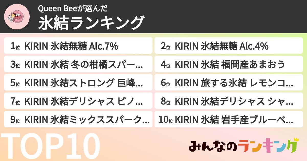 Queen Beeさんの「氷結ランキング」