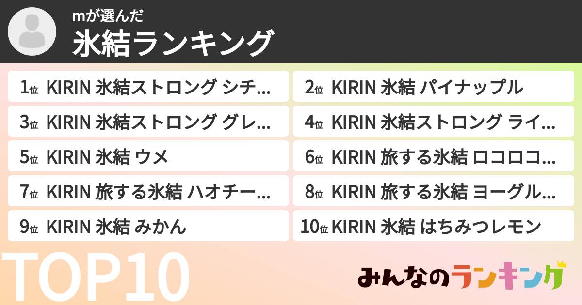 mさんの「氷結ランキング」