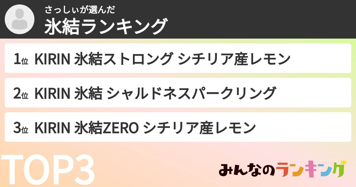 さっしぃさんの「氷結ランキング」