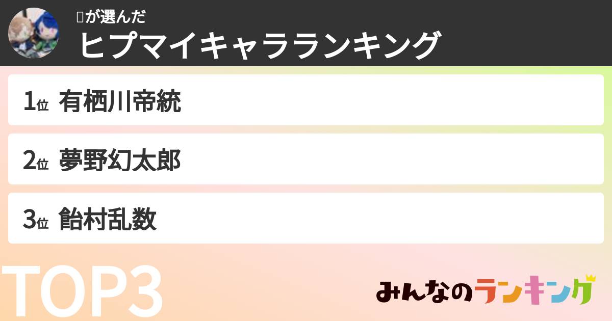 🙂さんの「ヒプマイキャラランキング」