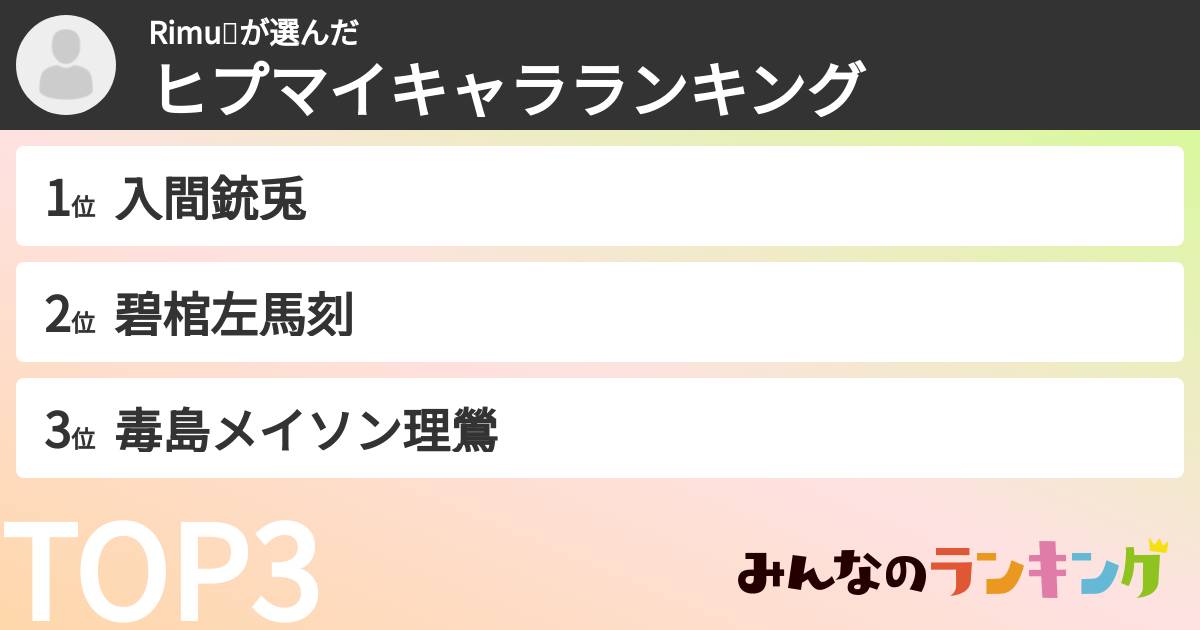 Rimu🦙さんの「ヒプマイキャラランキング」