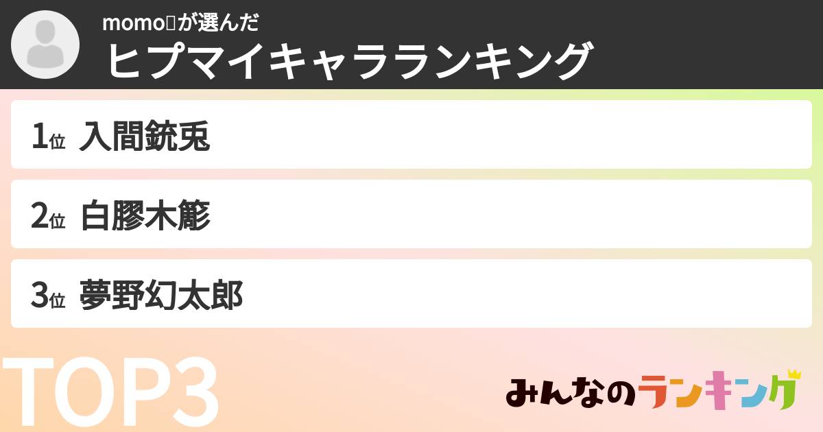 momo🍑さんの「ヒプマイキャラランキング」