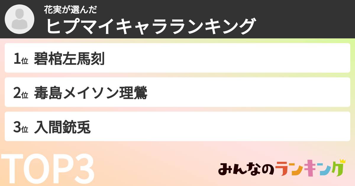 花実さんの「ヒプマイキャラランキング」