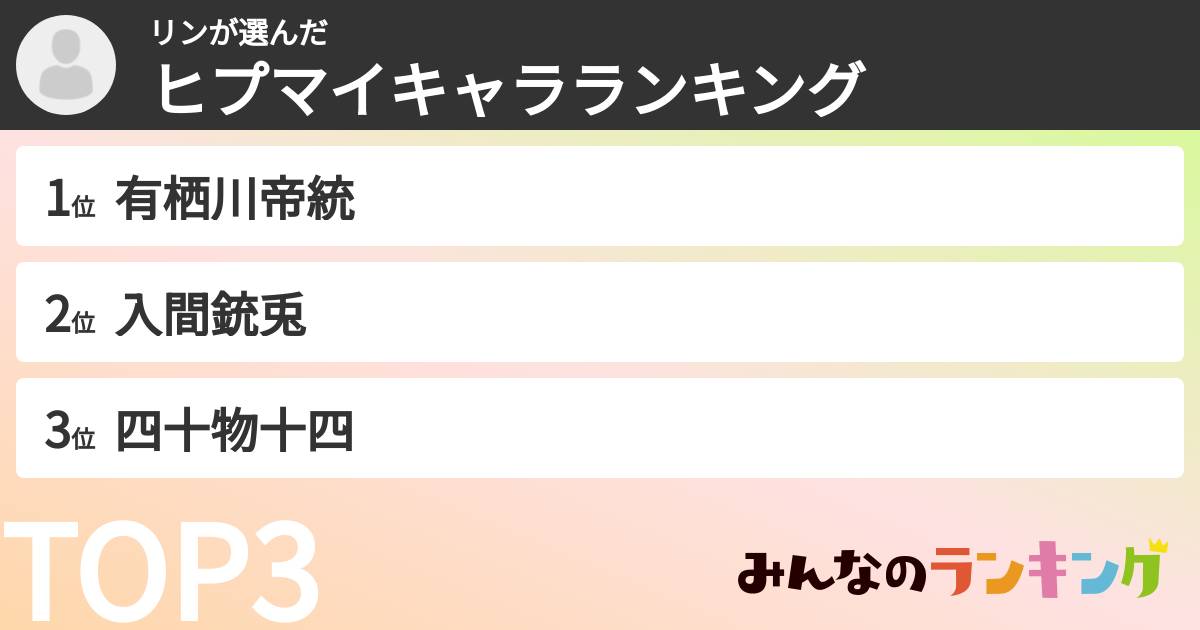 リンさんの「ヒプマイキャラランキング」