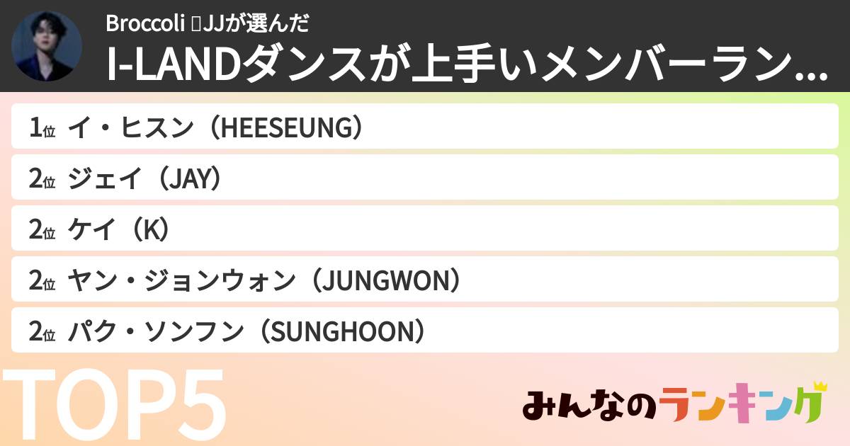Broccoli 💜JJさんの「I-LANDダンスが上手いメンバーランキング」