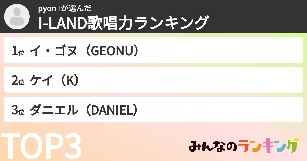 pyon✨さんの「I-LAND歌唱力ランキング」