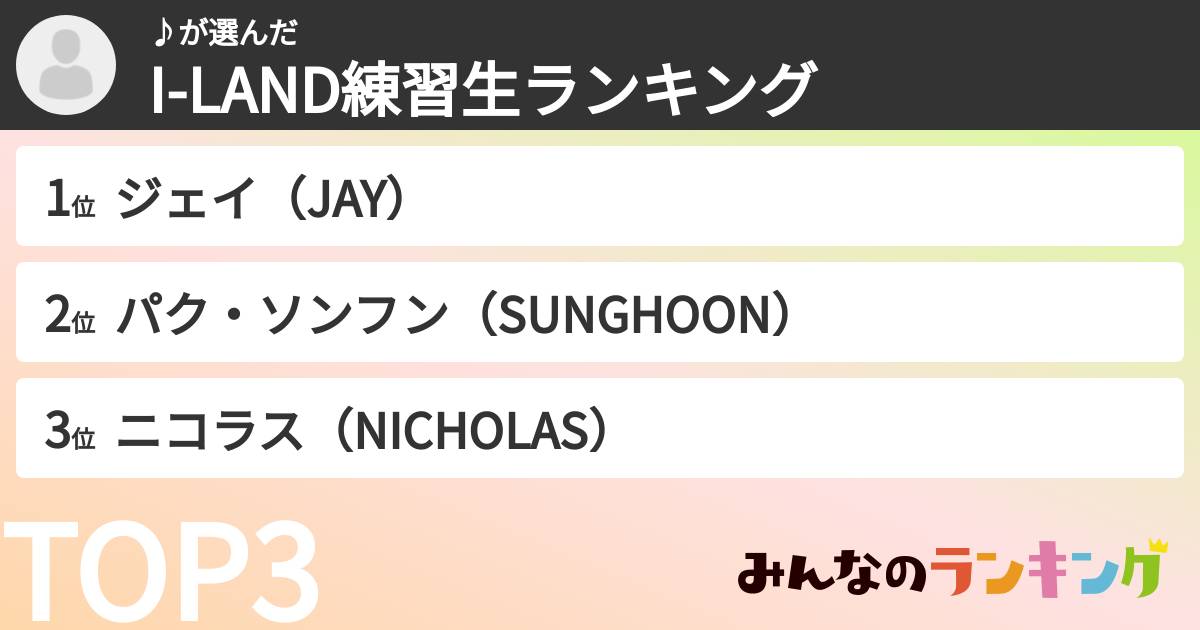 ♪さんの「I-LAND練習生ランキング」
