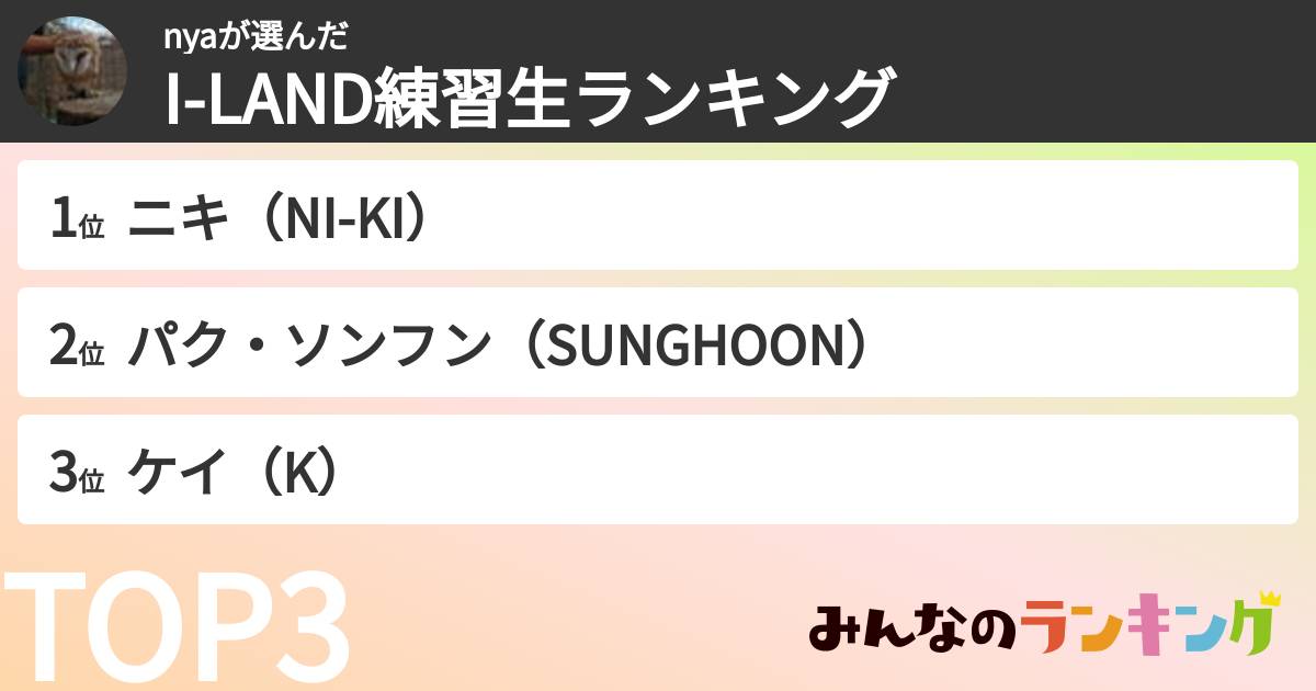 nyaさんの「I-LAND練習生ランキング」