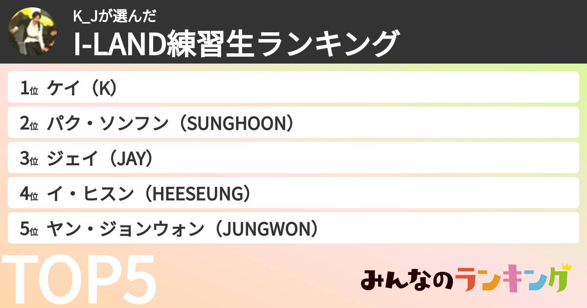 K_Jさんの「I-LAND練習生ランキング」