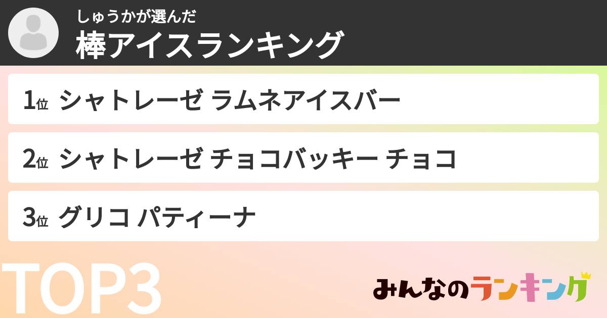 しゅうかさんの「棒アイスランキング」