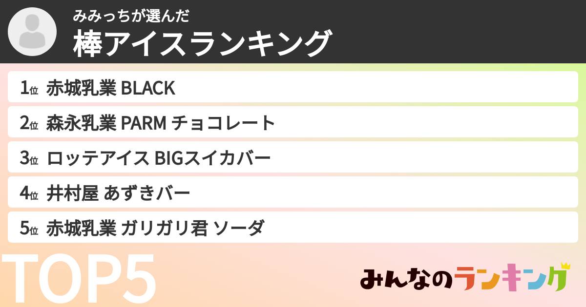 みみっちさんの「棒アイスランキング」