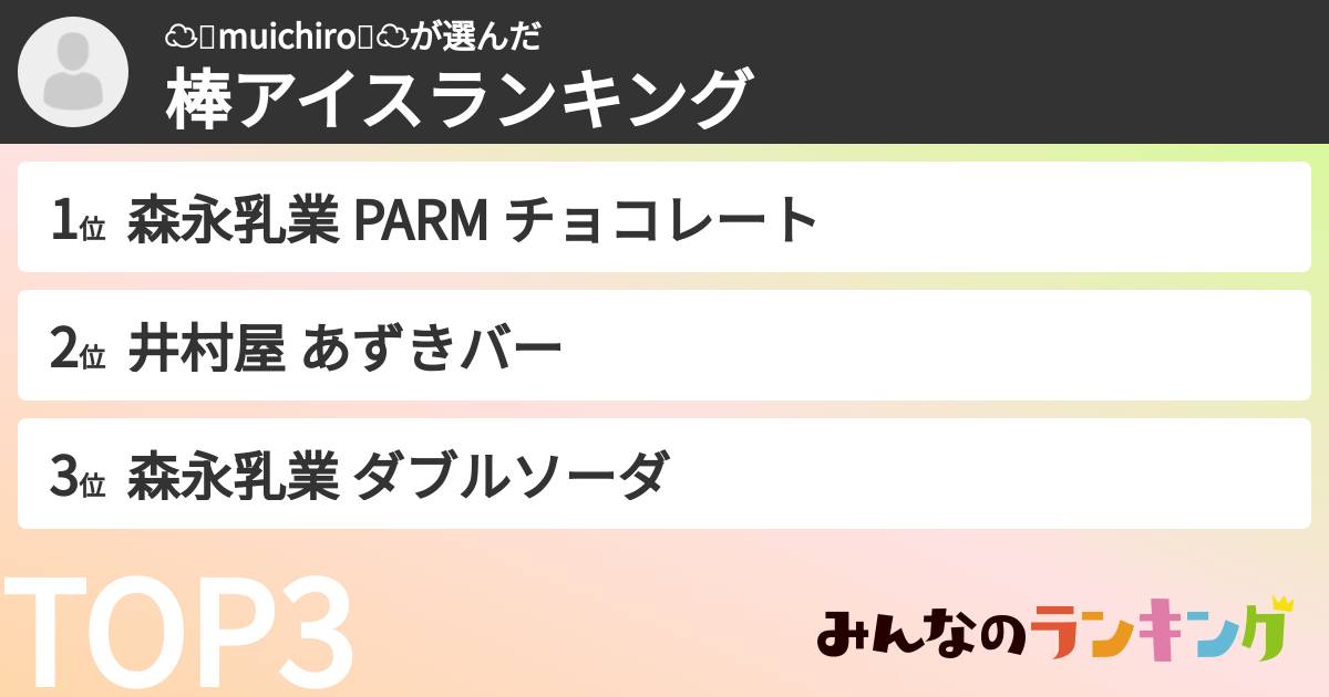 ☁💙muichiro💙☁さんの「棒アイスランキング」