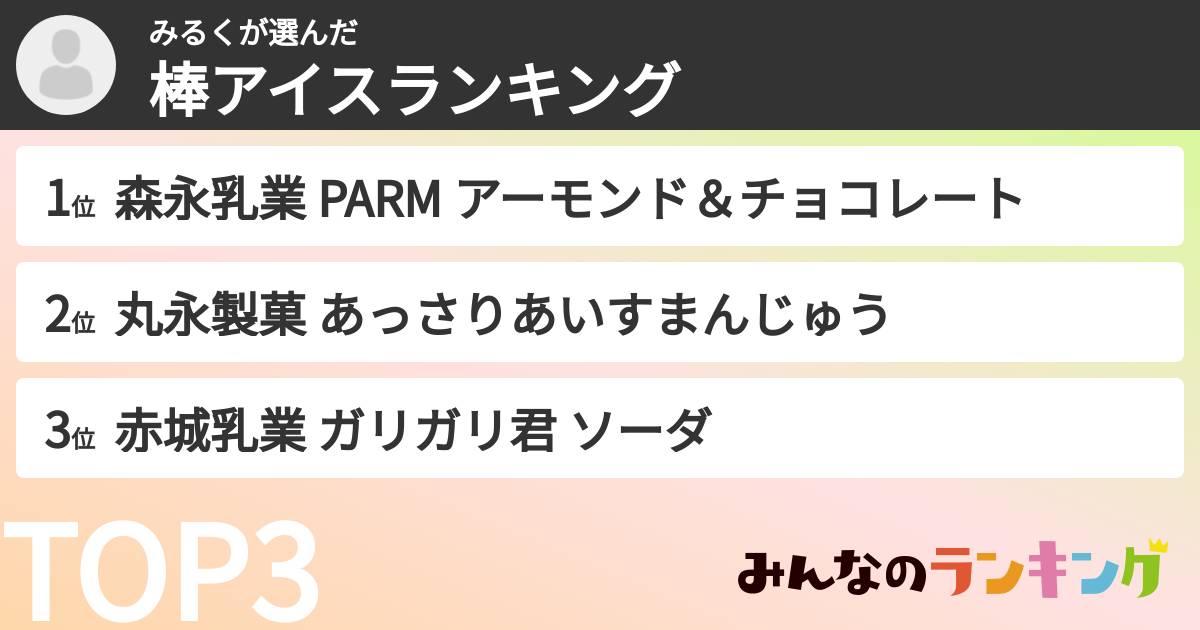 みるくさんの「棒アイスランキング」
