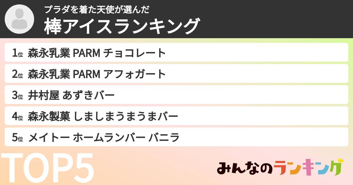 プラダを着た天使さんの「棒アイスランキング」
