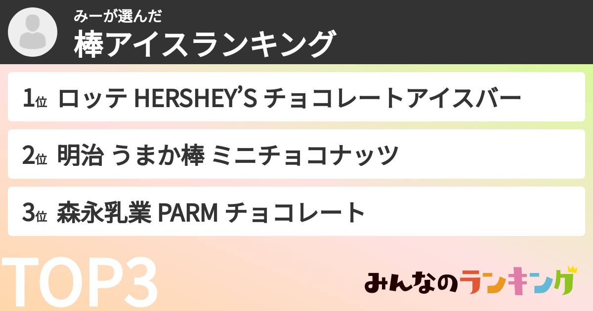 みーさんの「棒アイスランキング」