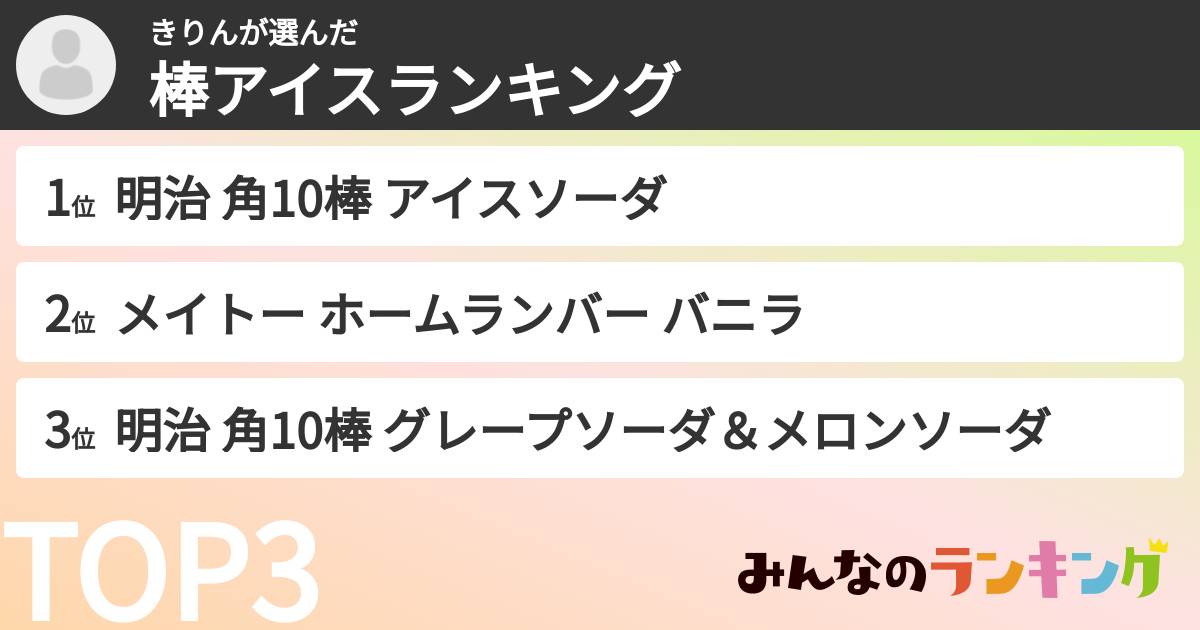きりんさんの「棒アイスランキング」