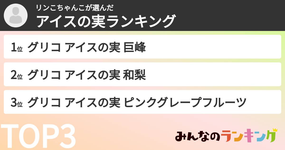 リンこちゃんこさんの「アイスの実ランキング」