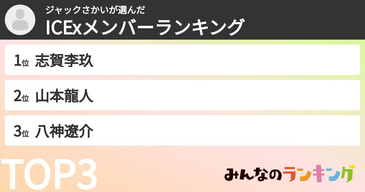 ジャックさかいさんの「ICExメンバーランキング」