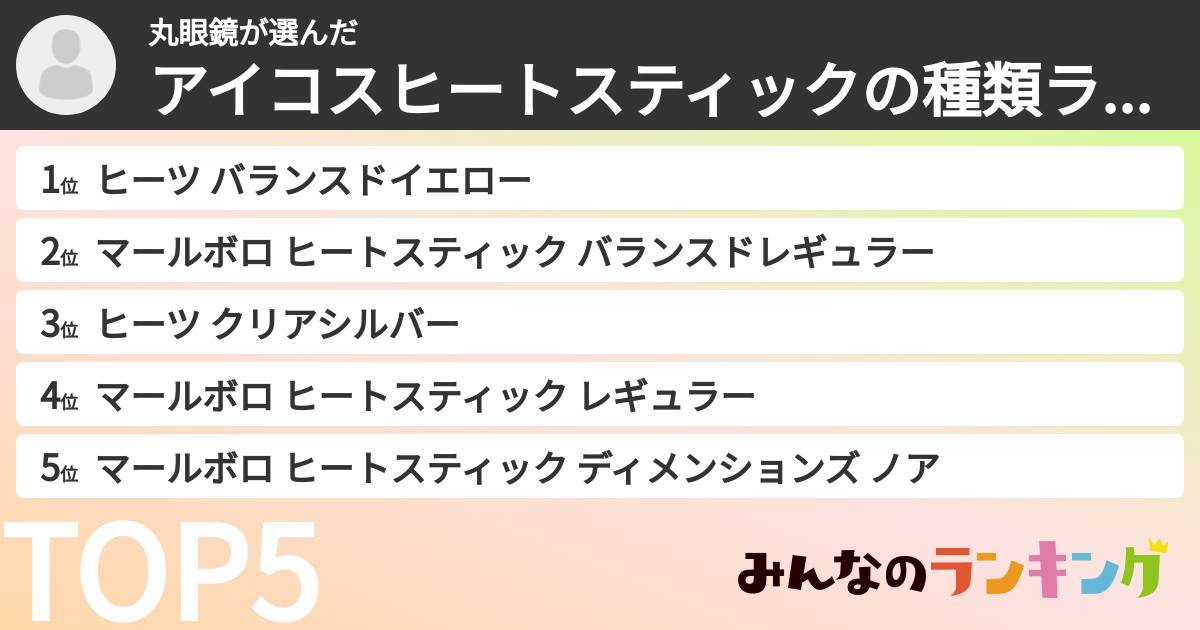 丸眼鏡さんの「アイコスヒートスティックの種類ランキング」