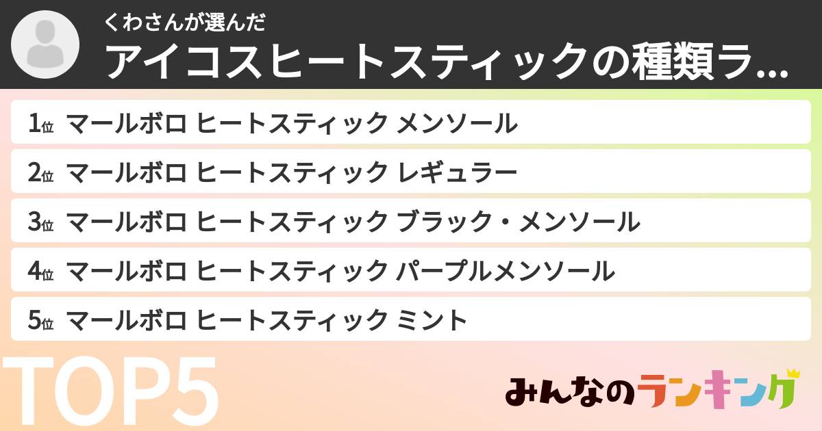 くわさんさんの「アイコスヒートスティックの種類ランキング」