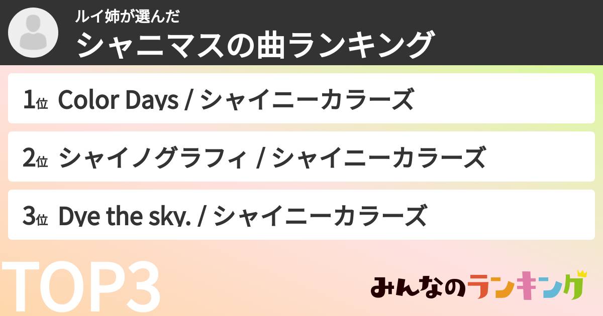 ルイ姉さんの「シャニマスの曲ランキング」