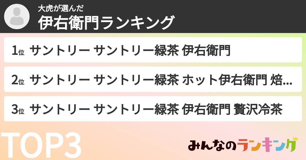 大虎さんの「伊右衛門ランキング」