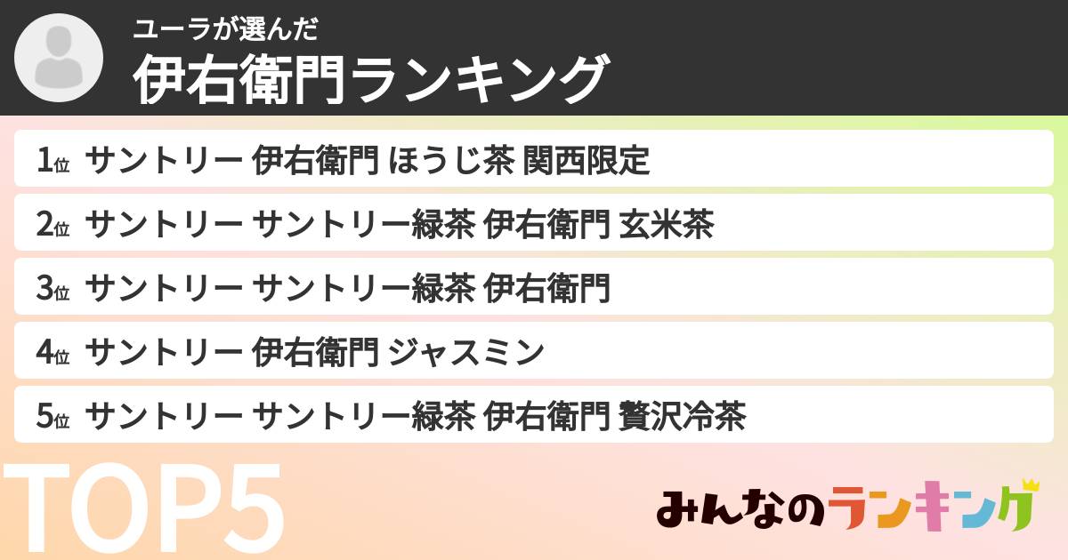 ユーラさんの「伊右衛門ランキング」
