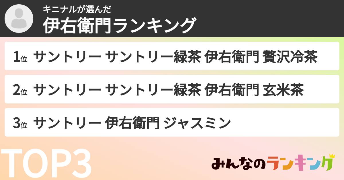キニナルさんの「伊右衛門ランキング」