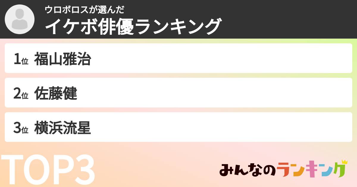ウロボロスさんの「イケボ俳優ランキング」