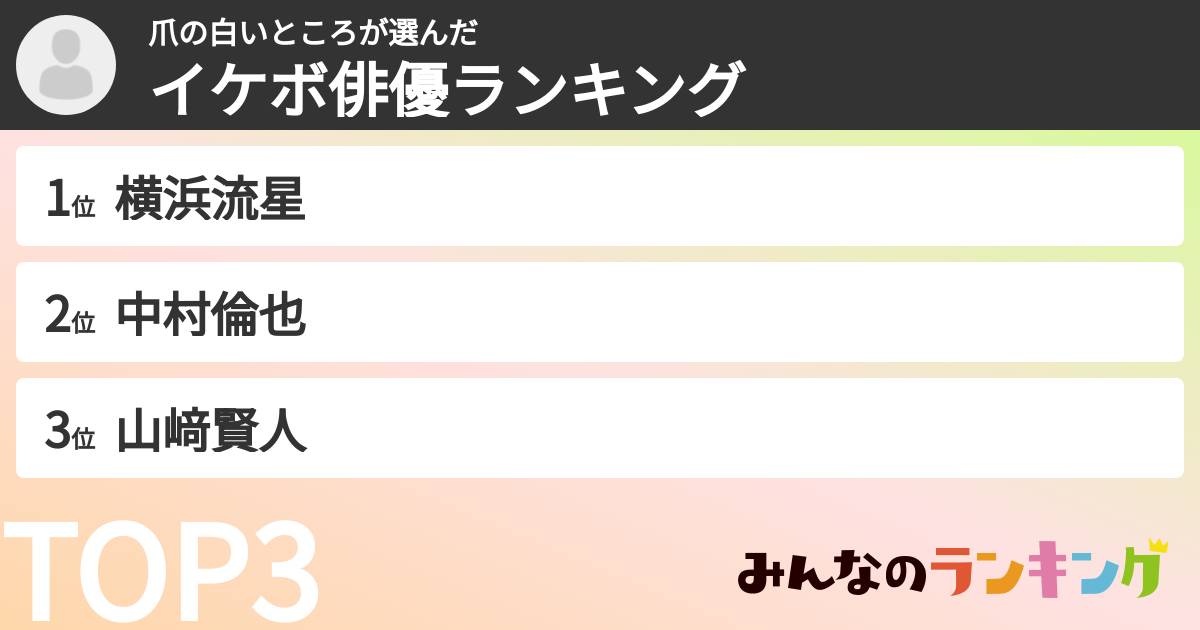 爪の白いところさんの「イケボ俳優ランキング」