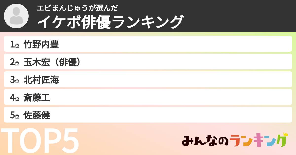 エビまんじゅうさんの「イケボ俳優ランキング」