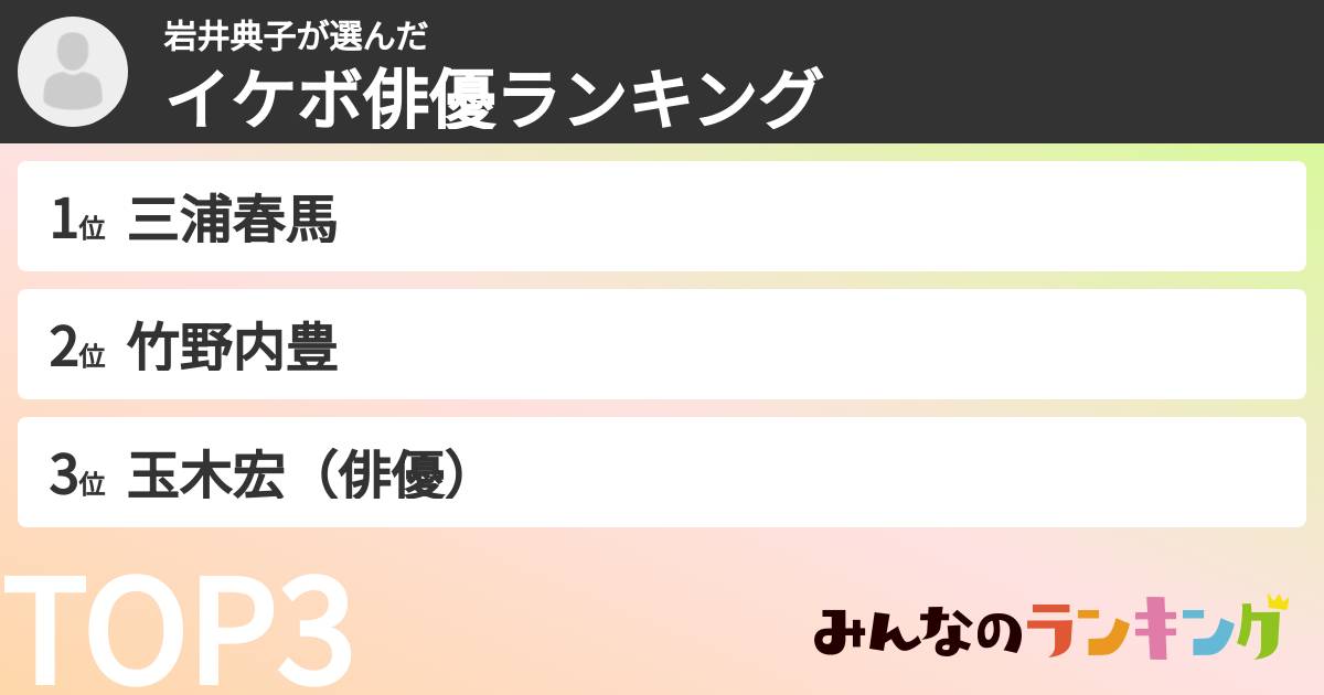 岩井典子さんの「イケボ俳優ランキング」