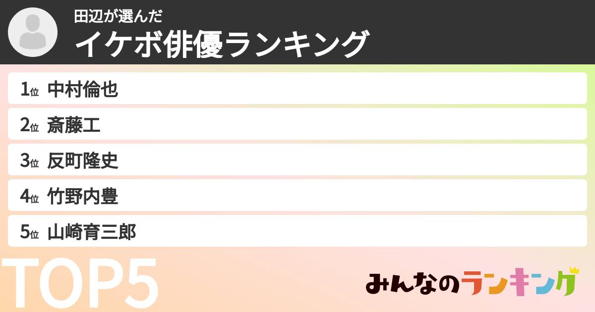 田辺さんの「イケボ俳優ランキング」