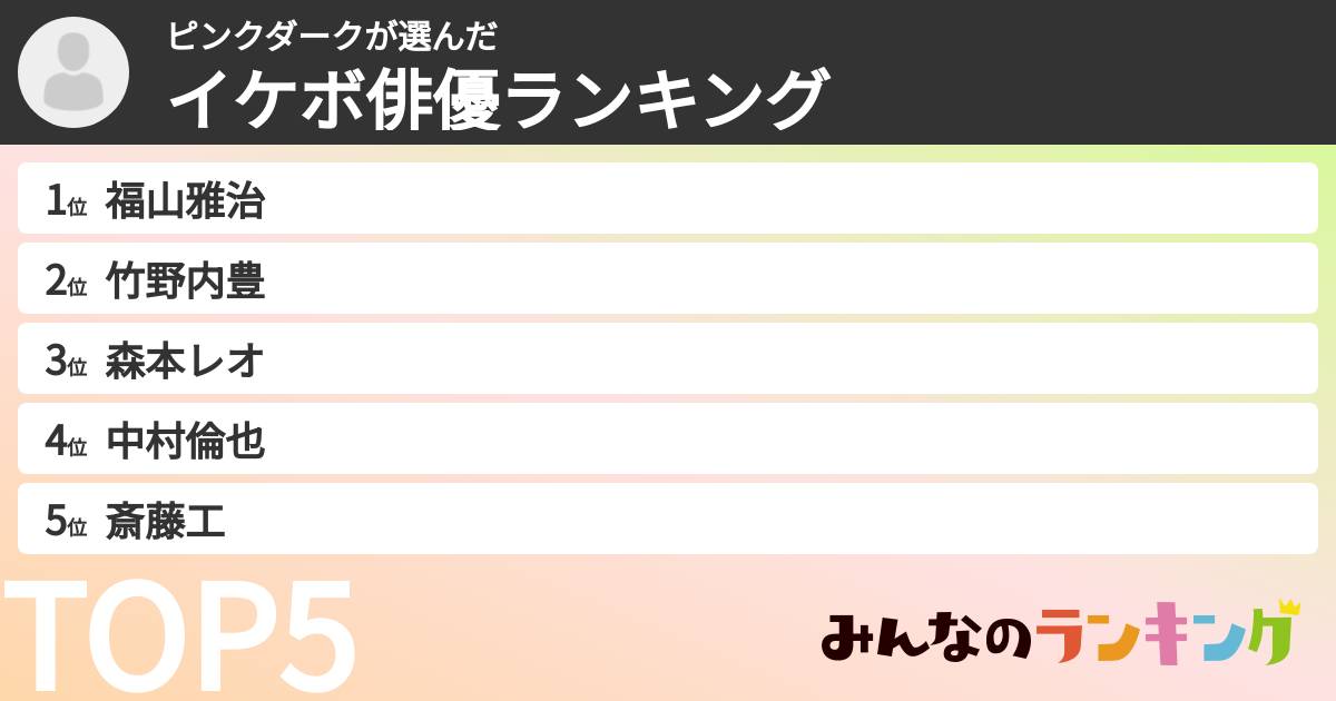 ピンクダークさんの「イケボ俳優ランキング」