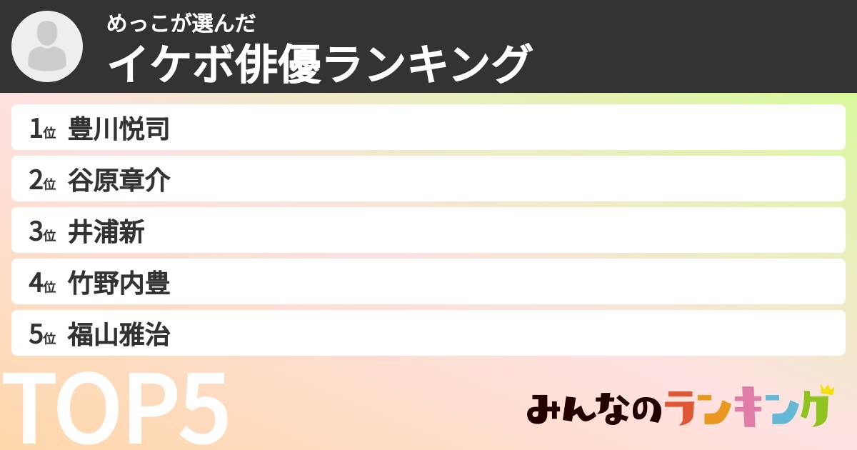 めっこさんの「イケボ俳優ランキング」