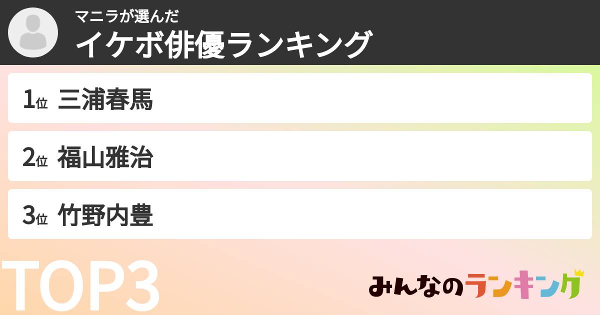 マニラさんの「イケボ俳優ランキング」