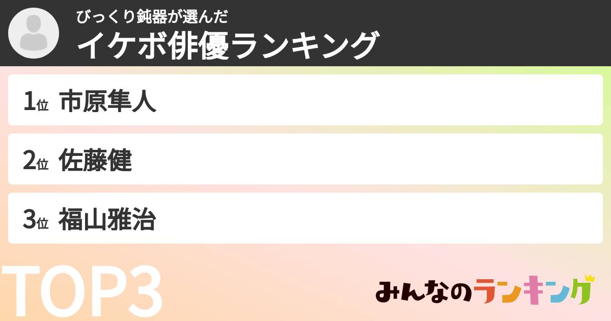 びっくり鈍器さんの「イケボ俳優ランキング」