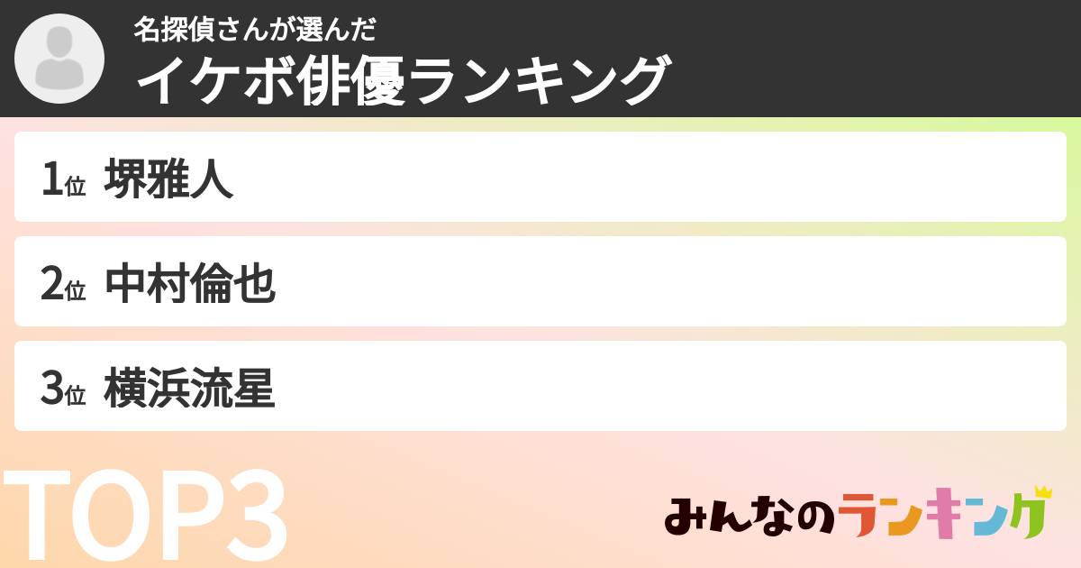 名探偵さんさんの「イケボ俳優ランキング」
