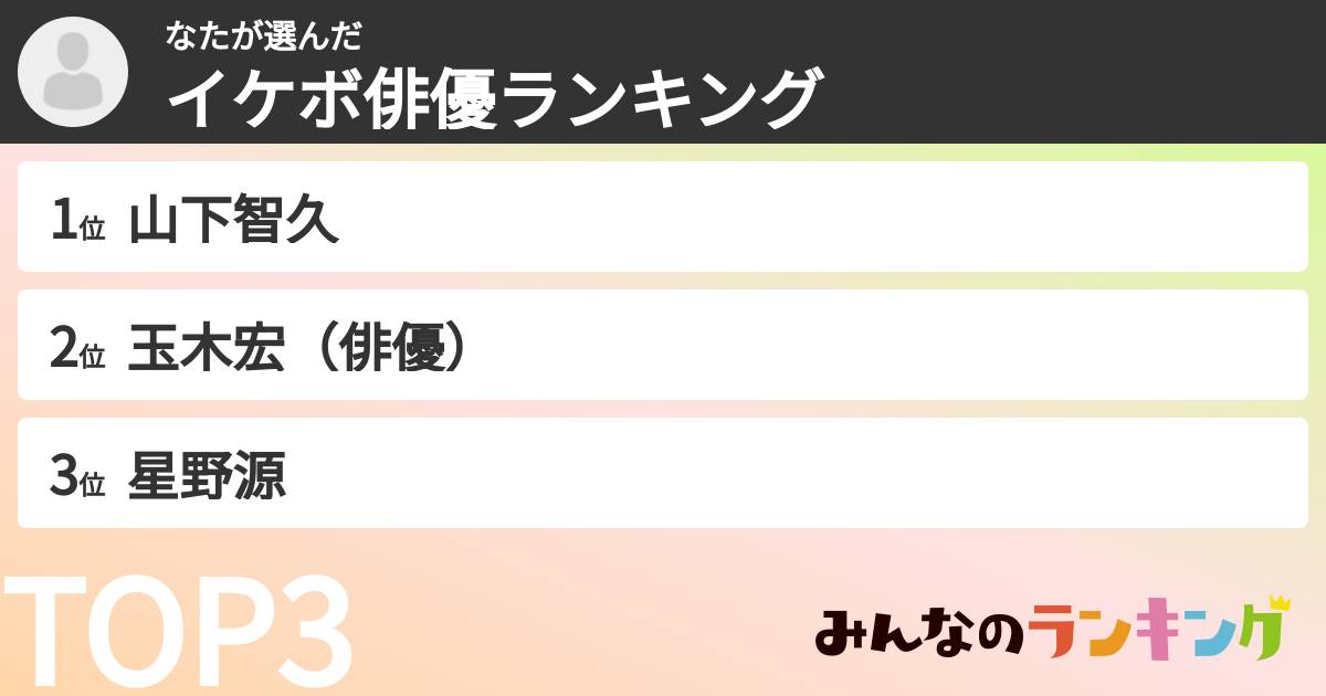 なたさんの「イケボ俳優ランキング」